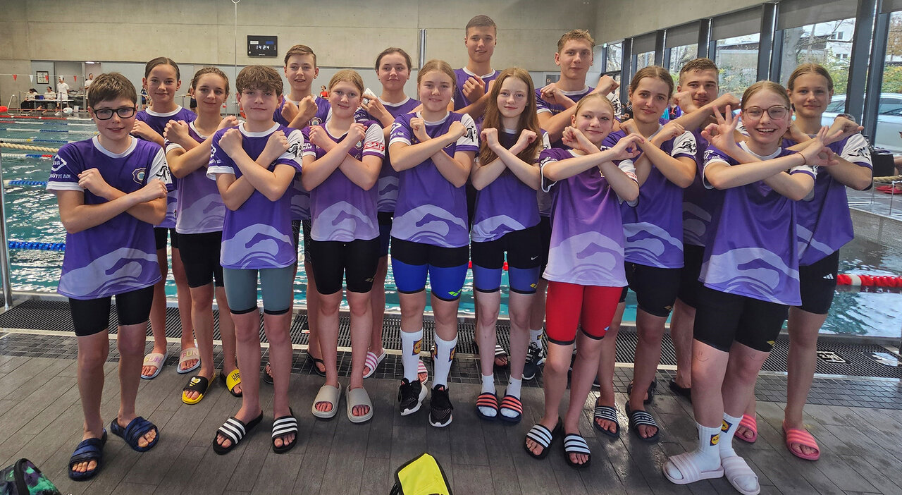 Schwimmer mit gekreuzten Hämmern.