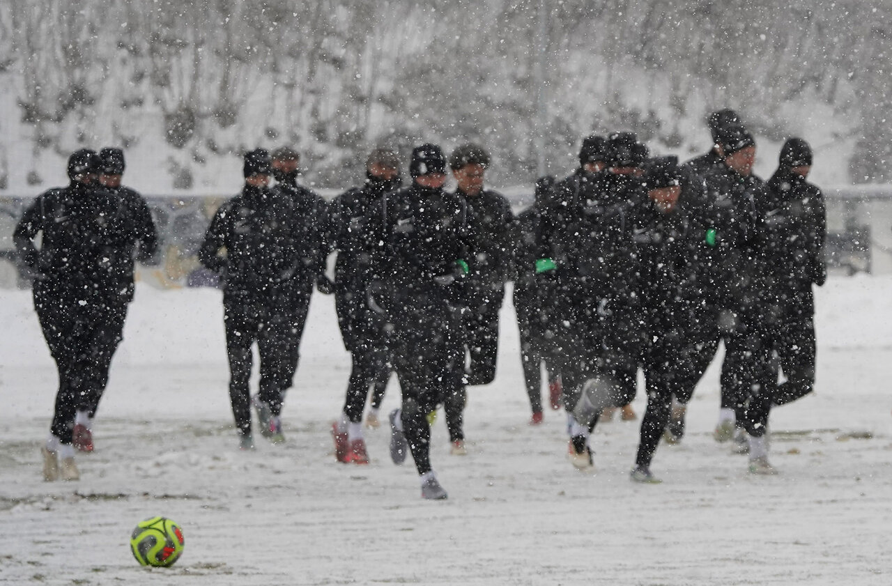 Training im Schneetreiben.