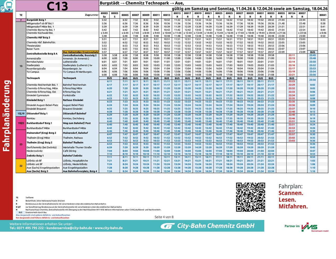 Ersatzfahrplan City Bahn
